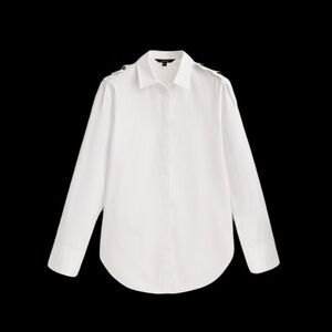 Massimo dutti white Cotton poplin button down with gold Weiss buttons. Nwt